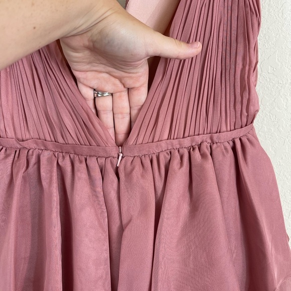 Ieena Mac Duggal Plunge Neck Ruffled Hi-Low Chiffon Gown Size 8 NWT - Picture 7 of 14